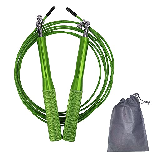 JoyFit Aluminium Adjustable Jumping Rope for Men Women, Weight Loss, Tangle Free, Cardio, Skipping Rope for Crossfit, Boxing, MMA and HIIT Workouts (Green) - Image 1