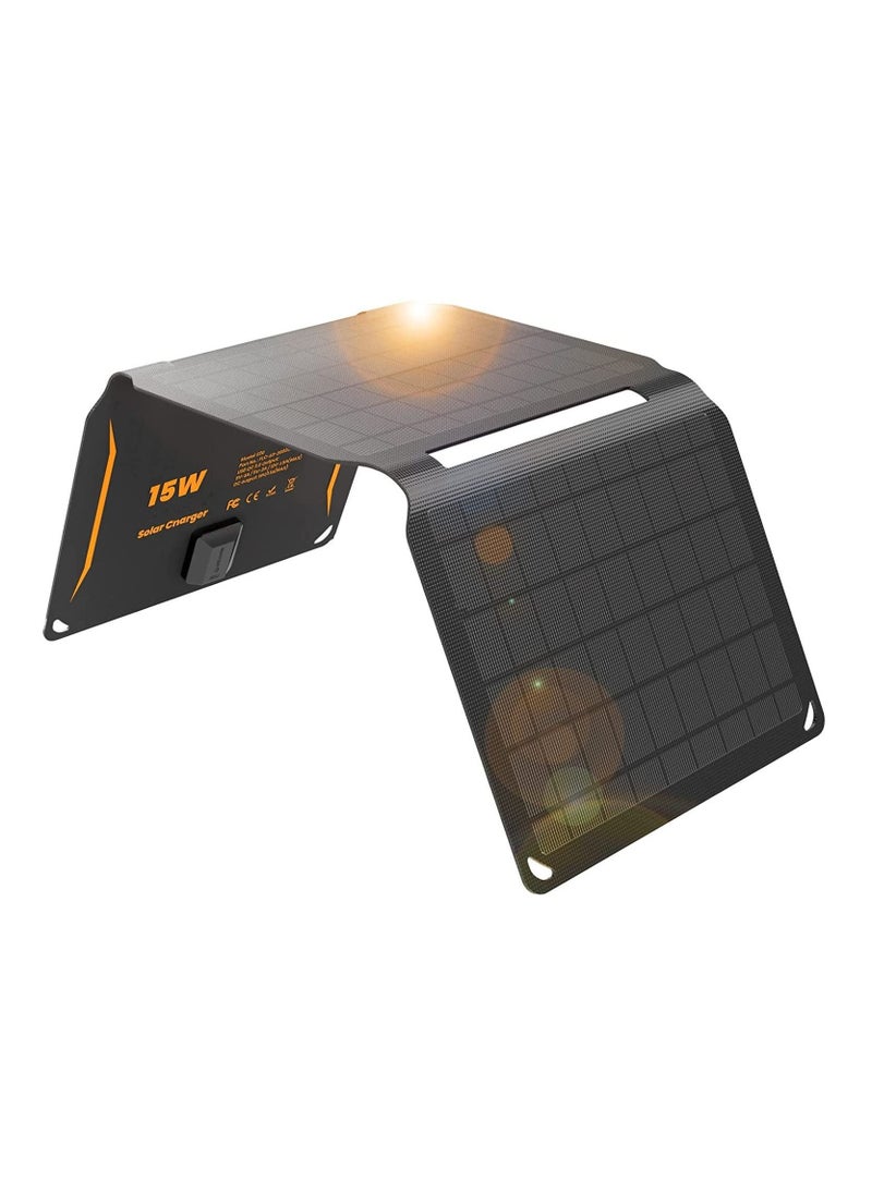 Generic 15W Portable Solar Panel Charger(5.5V/2.9A Max), Waterproof IP67 with USB Port Compatible with iPhone, iPad, Samsung for Outdoor Hiking Camping Backpacking  - Image 1