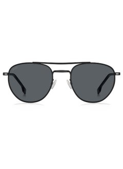 HUGO BOSS نظارة شمسية مستطيلة الشكل للرجال بحماية من الأشعة فوق البنفسجية BOSS 1631/S GREY 47 - مقاس العدسة: 46.8 مم - أسود متوسط  - Image 3