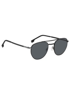 HUGO BOSS نظارة شمسية مستطيلة الشكل للرجال بحماية من الأشعة فوق البنفسجية BOSS 1631/S GREY 47 - مقاس العدسة: 46.8 مم - أسود متوسط  - Image 2