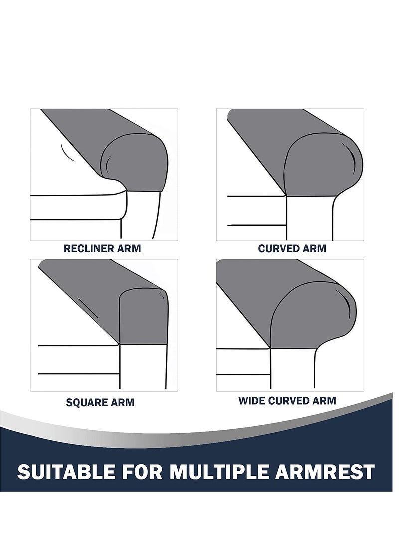 SYOSI SYOSI Sofa Armrest Covers Stretch Silver Fox Velvet Plush Arm Covers for Chairs and Sofas Anti Slip Couch Armrest Covers with Sticker Furniture Armrest Protector Set of 2 Grey - Image 2