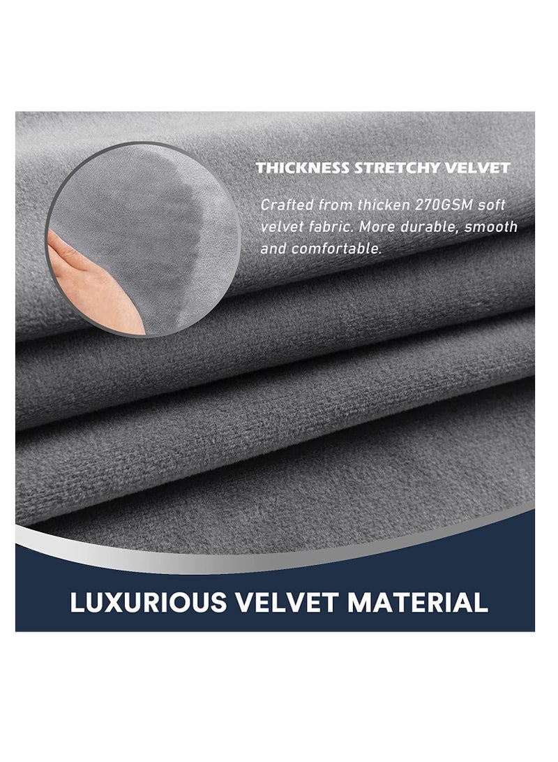 SYOSI SYOSI Sofa Armrest Covers Stretch Silver Fox Velvet Plush Arm Covers for Chairs and Sofas Anti Slip Couch Armrest Covers with Sticker Furniture Armrest Protector Set of 2 Grey - Image 5