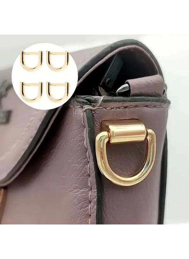 4pcs Golden Alloy D Rings Shoulder Strap Buckles Set for Purse Sewing DIY Craft Accessories - Image 1