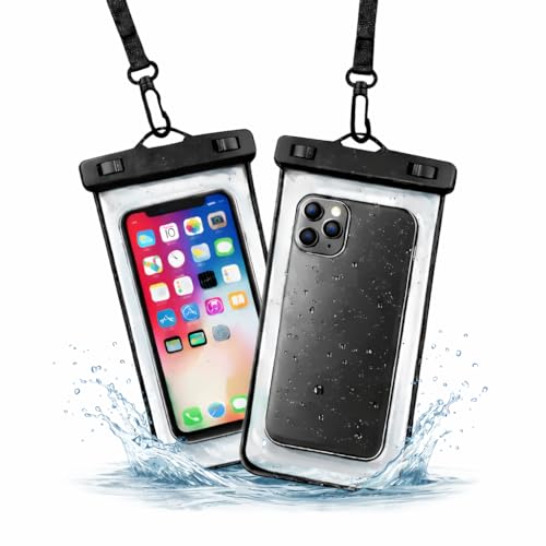 PulGos Pack of 2 Waterproof Phone Pouch (Black) | IPX8 Transparent Mobile Pouch with Lanyard | Secure Lock Clear Phone Cover for 𝐢𝐏𝐡𝐨𝐧𝐞 & 𝐀𝐧𝐝𝐫𝐨𝐢𝐝 | Swimming, Beach,Travel & Water Sports - Image 1