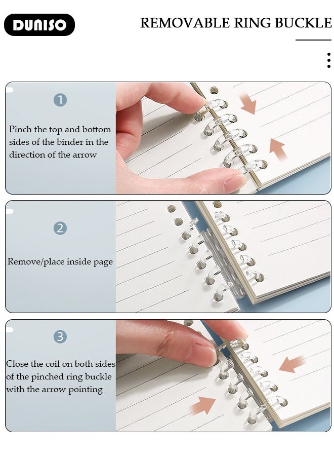 DUNISO - A5 Loose-leaf Spiral Notebook Binder,Refillable Loose Leaf Planner,60 Sheets Thickened horizontal Pages Diary Round Hole Removable Loose-Leaf Notebook Business Notebook for Student Office Writing - Image 1