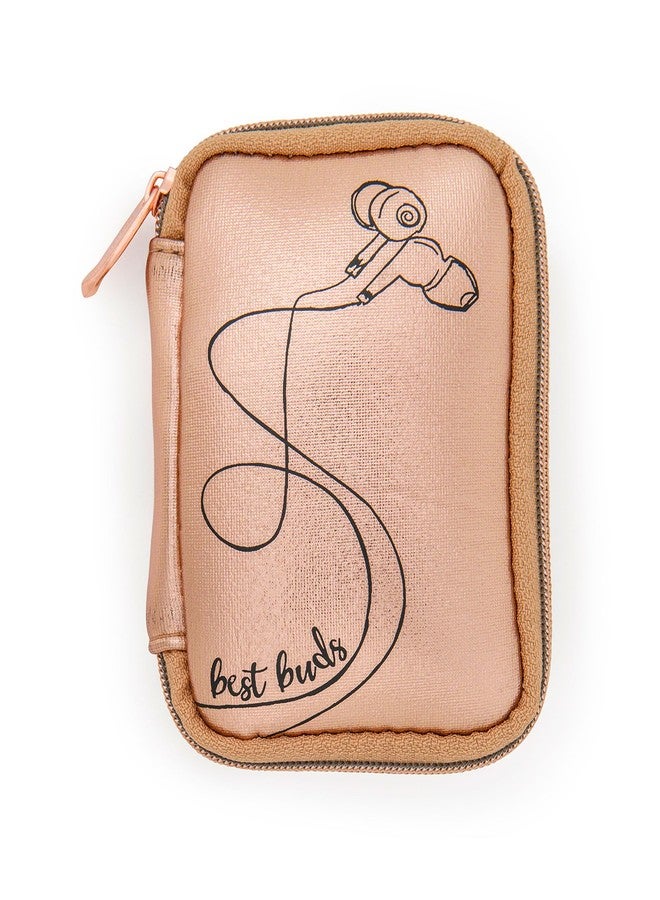 Miamica Earbuds Case, Rose Gold “Best Buds” - Earbuds Storage with Cute Design, Portable with Easy Carrying Clip - Image 2