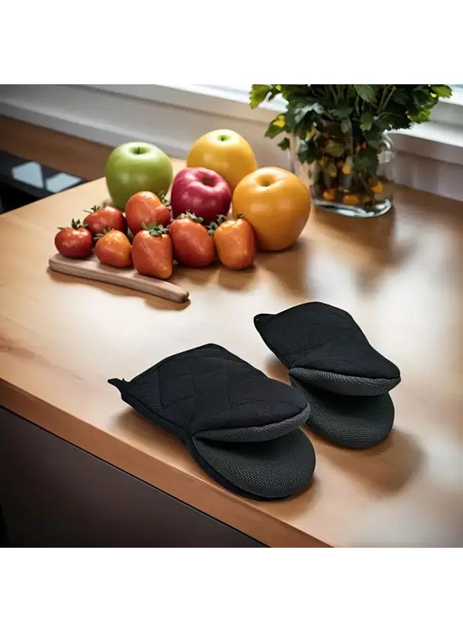 Black Kitchen Glove Palm Fit Mitts Light And Convenient For Flexible Cooking - Image 2