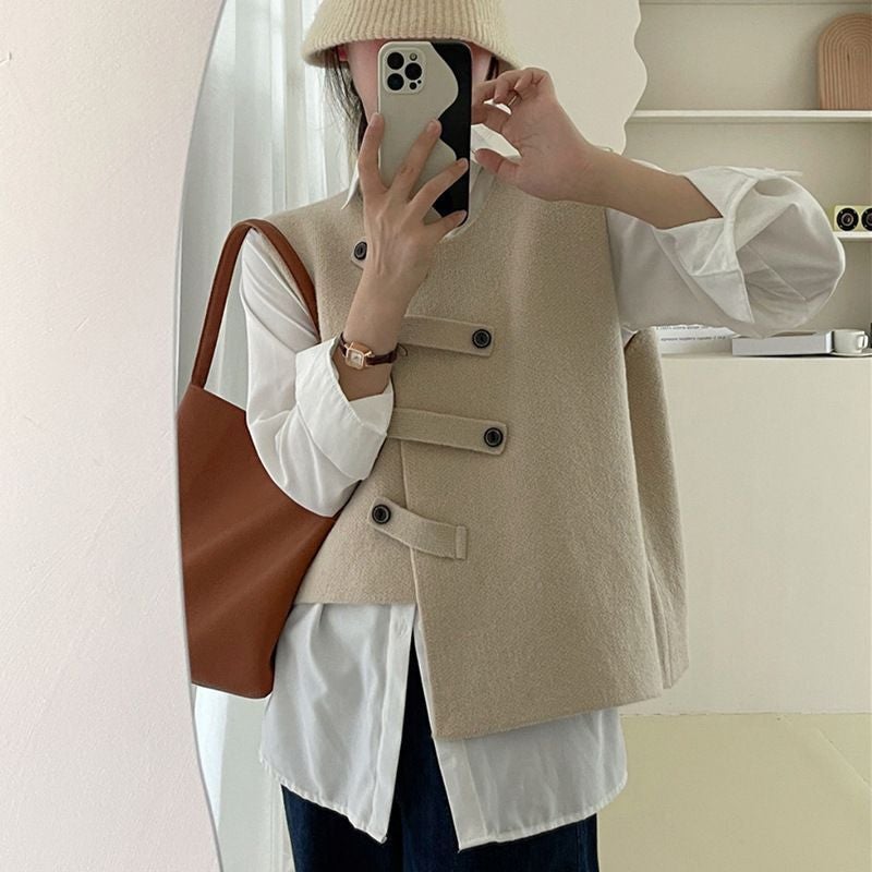 Trendy Irregular Vest, New Style, Niche And Western Style Sleeveless Vest Cardigan Top - Image 2