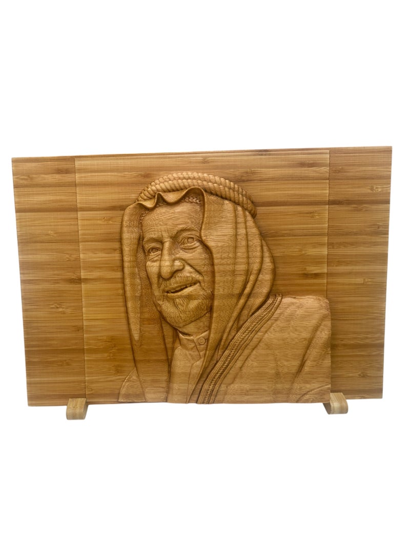 ESB Co FZE Wooden Portrait of His Highness Sheikh Dr. Sultan bin Muhammad Al Qasimi - Image 2