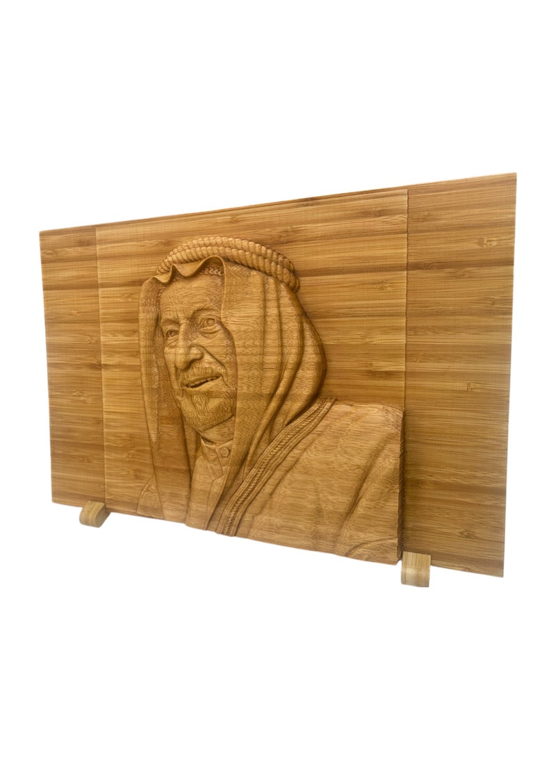 ESB Co FZE Wooden Portrait of His Highness Sheikh Dr. Sultan bin Muhammad Al Qasimi - Image 3