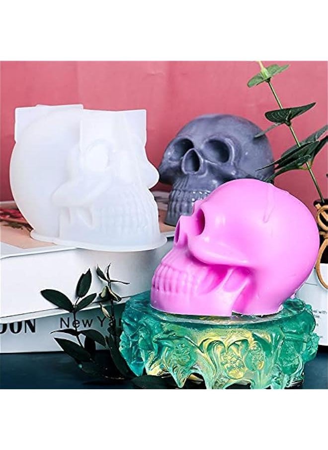 Generic - Reusable Silicone Skull Candle Resin Mold Easy Release Ice Cube Large 3D Mold for  Party Candle Mousse Cake Baking, Cupcake Topper Casting Art Crafts - Image 1