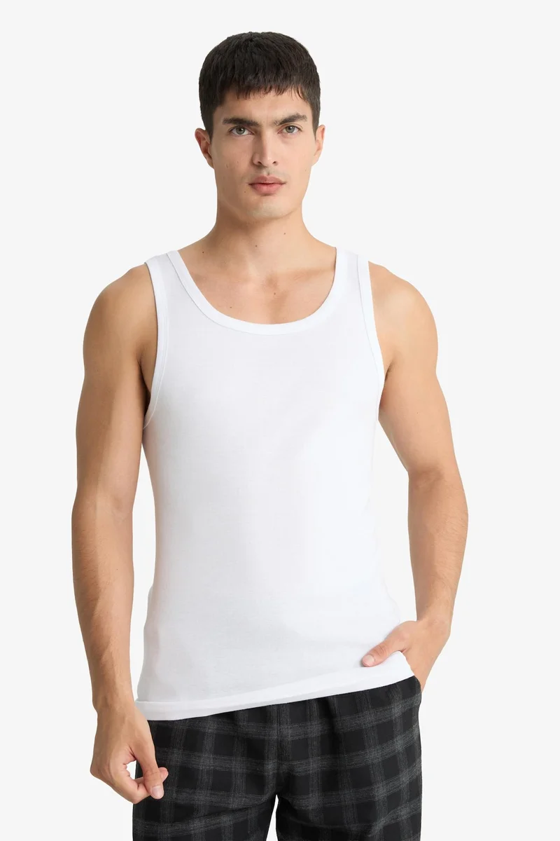 Defacto  Slim Fit Narrow Cut Camisole 2 Piece Undershirts for Men | Best Price UAE
