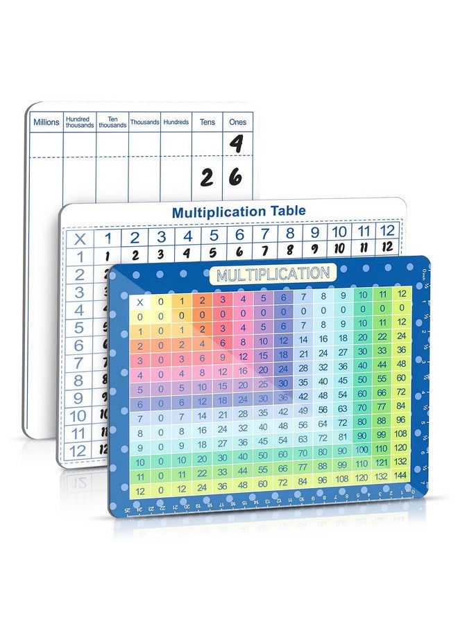 Cualfec 3Pack-Multiplication Chart &Dry Erase Division Multiplication Chart & Addition And Subtraction Practice White Board Easy To Use Multiplication Table Times Table Chart For Kids Students Classroom - Image 2