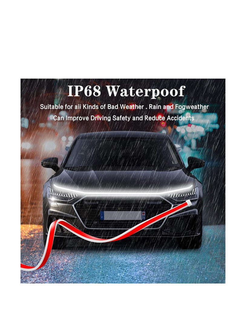 Loquat 71-inch Car Hood Light Strip, Dynamic Car LED Strip Light, Exterior Flexible Daytime Running Light Strip For Car, Truck, SUV (White Light) - Image 5