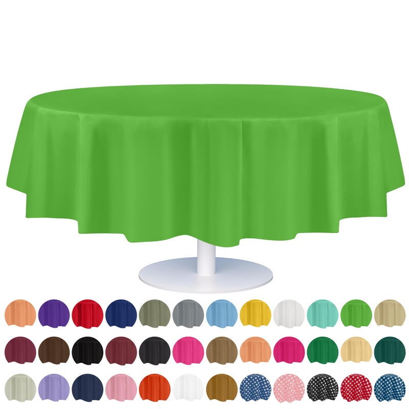 Grandipity 12 Pack Premium Disposable Plastic Tablecloth 84 Inch Decorative Round Table Cover  Lime Green