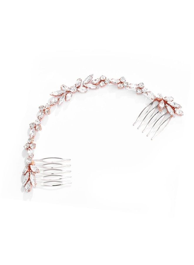 Unicra Wedding Crystal Hair Comb Bridal Headpiece Wedding Hair Accessories for Brides (Rose Gold) - Image 1