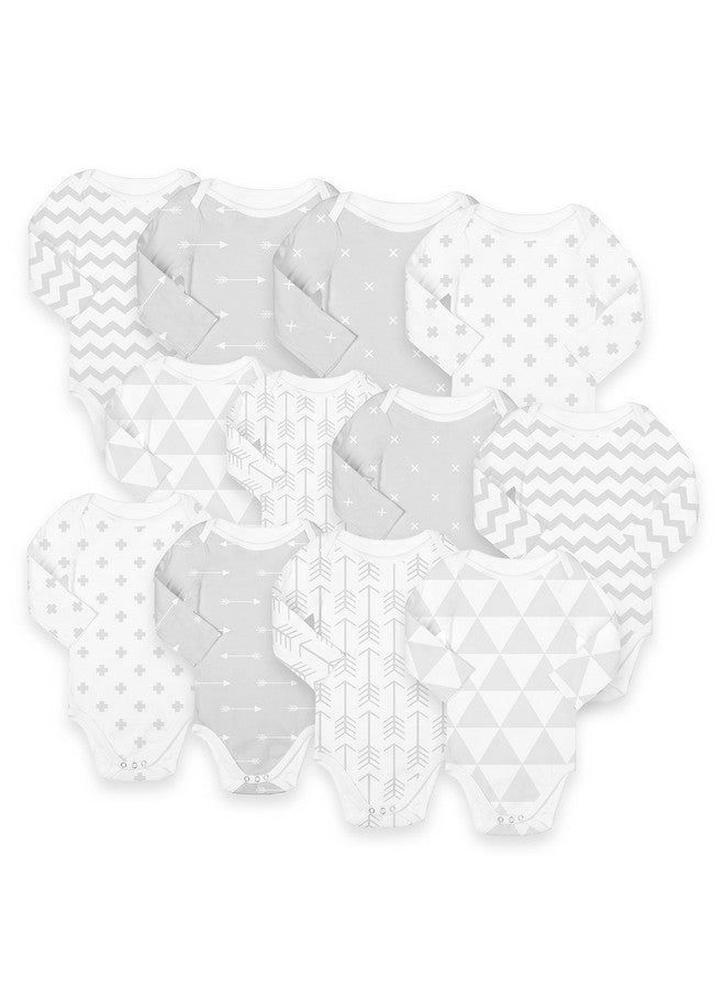 BaeBae Goods GREY/WHITE TRIANGLES Long Sleeve Bodysuit Onesie set (6-9 Months) - Image 4