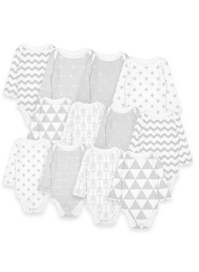 BaeBae Goods GREY/WHITE TRIANGLES Long Sleeve Bodysuit Onesie set (6-9 Months) - Image 1