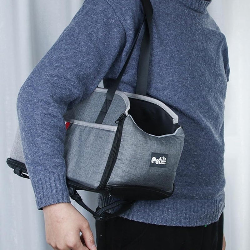 Gray Pet Car Seat Booster Kennel With Adjustable Strap Removable Cushion Storage Bag - Image 3