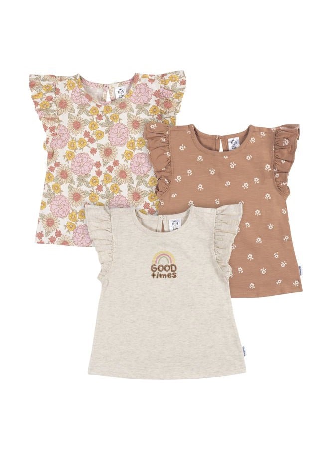 Gerber Baby Girl's Toddler 3-Pack Short Sleeve Tees, Good Times - Image 1