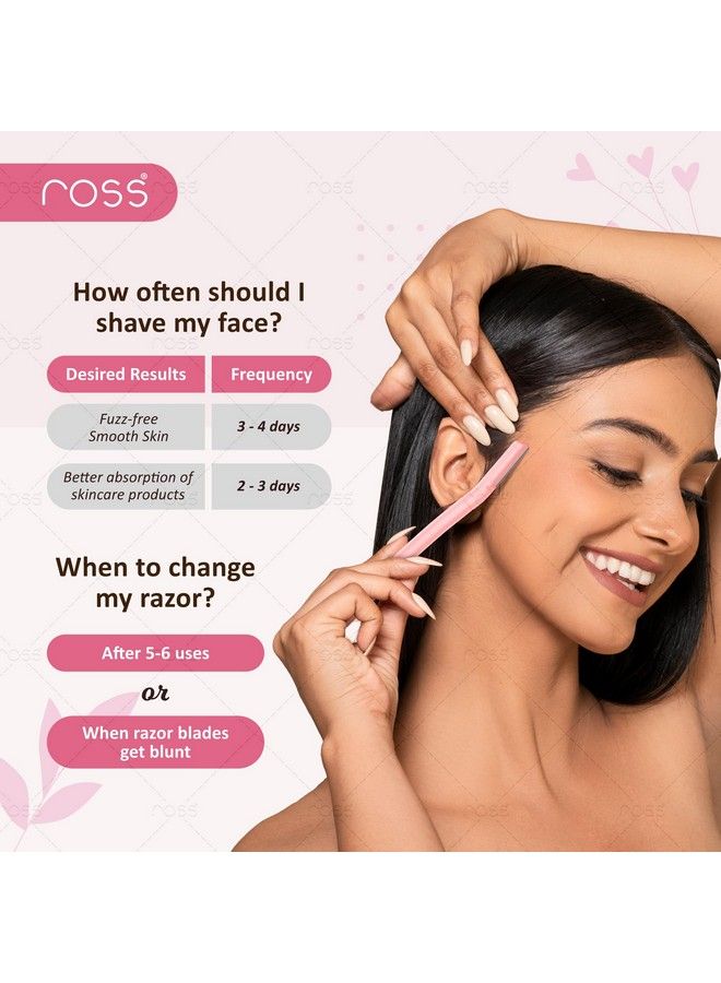 ROSS Facial Razor For Women ; Sealed Pack ; Instant & Pain Free Hair Removal ; Eyebrows Upper Lip Forehead Peach Fuzz Chin Sideburns (Pack Of 3) - Image 5