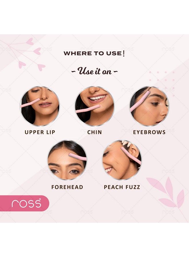 ROSS Facial Razor For Women ; Sealed Pack ; Instant & Pain Free Hair Removal ; Eyebrows Upper Lip Forehead Peach Fuzz Chin Sideburns (Pack Of 3) - Image 4