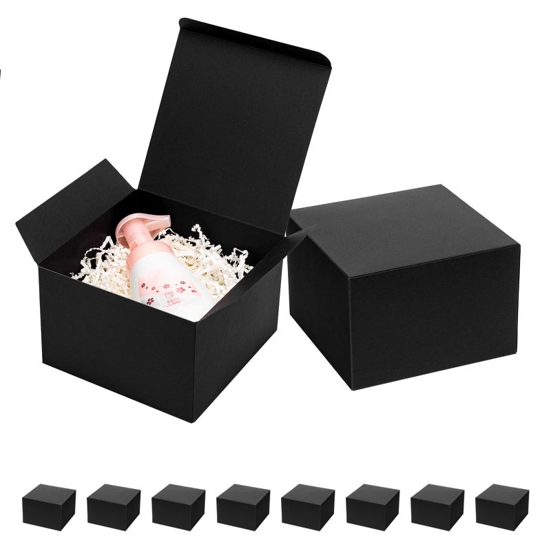 Mcfleet Black Gift Boxes with Lids 6x6x4 Inches 10 Pack Groomsmen Proposal Cardboard Craft Small Gift Box for Christmas, Wedding, Graduation, Holiday, Birthday Presents Packaging - Image 1