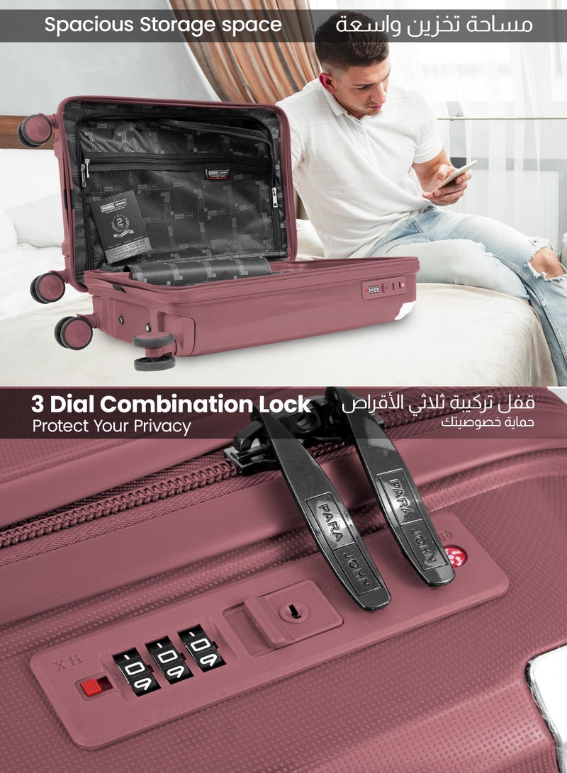 بارا جون حقيبة سفر باراجون هيليكس مقاس كابينة  بوصة بولي بروبلين فاخر صلبة بعجلات دوارة  ترولي تحمل  كجم - لون ذهبي وردي - Image 5