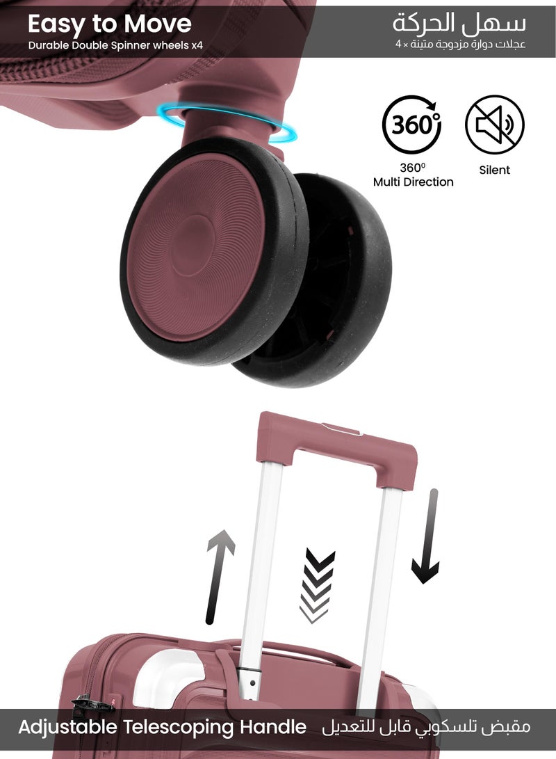 بارا جون حقيبة سفر باراجون هيليكس مقاس كابينة  بوصة بولي بروبلين فاخر صلبة بعجلات دوارة  ترولي تحمل  كجم - لون ذهبي وردي - Image 4