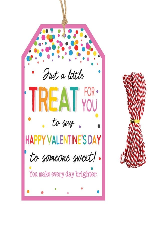 llyinglpdec 50Pcs Valentine’s Day Treat Tags with Strings, 3.3x2.1 Inch Colorful Confetti Gift Tags for Kids Classroom, Candy Bags, Treat Boxes, DIY Crafts, Party Favors & Gift Wrapping - Image 1