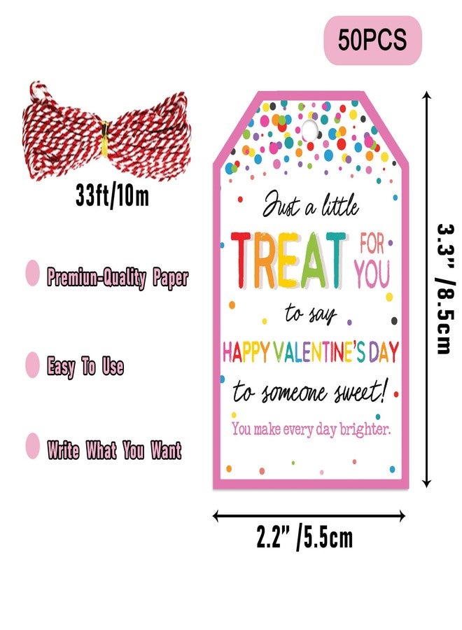 llyinglpdec 50Pcs Valentine’s Day Treat Tags with Strings, 3.3x2.1 Inch Colorful Confetti Gift Tags for Kids Classroom, Candy Bags, Treat Boxes, DIY Crafts, Party Favors & Gift Wrapping - Image 2