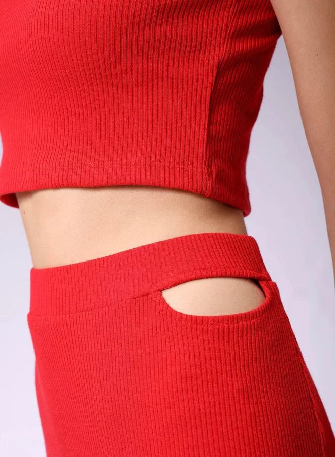 Freehand  Women Regular Fit Solid Sleeveless Mid Rise Top and Skirt Co-Ord Set  | Best Price UAE