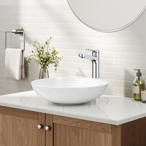KRAUS Indy Bathroom Faucet for Vessel Sink in Chrome with Single Handle Pop Up Drain and Supply Lines KVF1410CH - Image 3