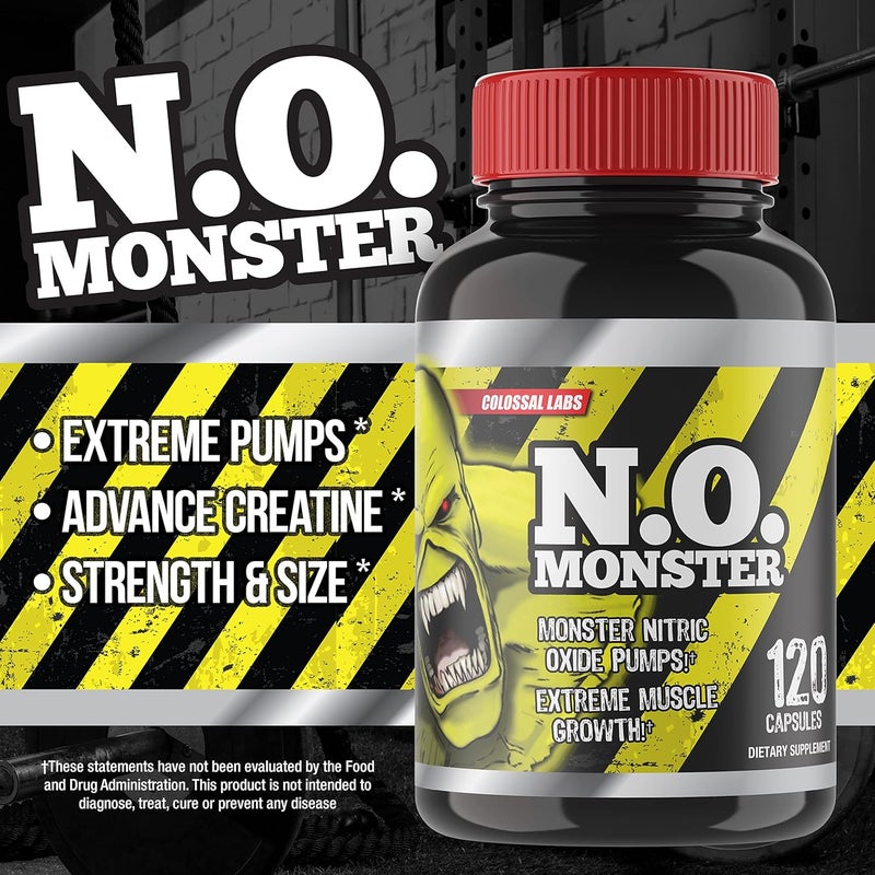 Goliath Labs NO Monster Nitric Oxide Booster with LArginine  Extreme Pumps for Strength Muscle Growth PreWorkout Support  Boost Energy Stamina  Endurance  120 Capsules Made in The USA - Image 3
