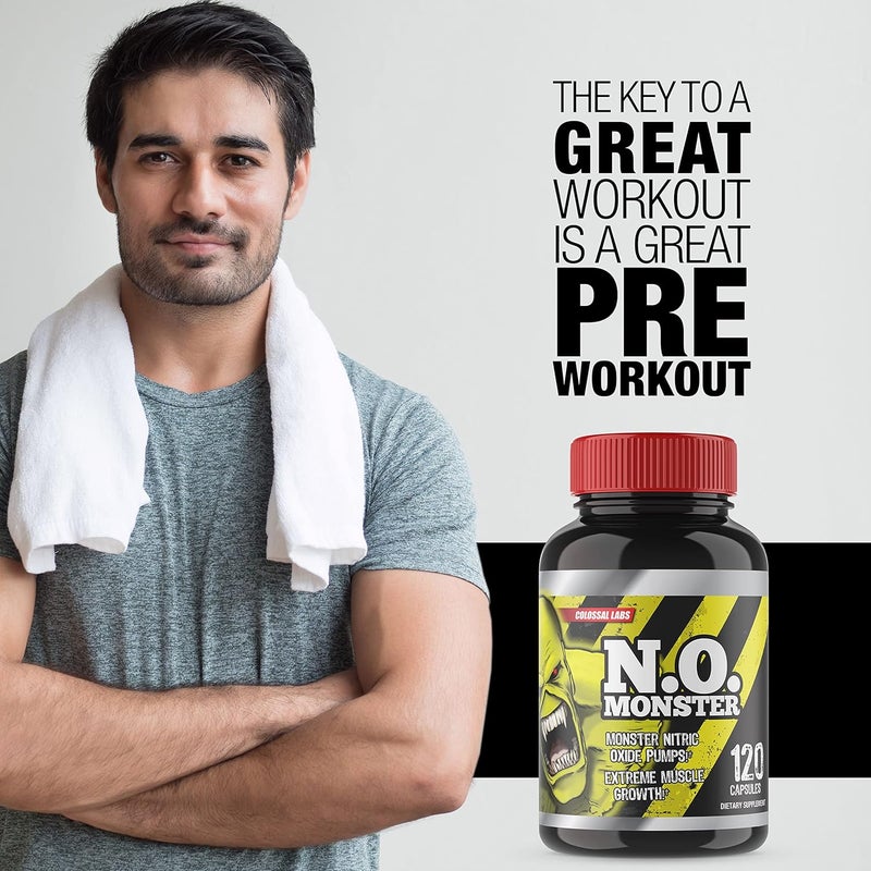 Goliath Labs NO Monster Nitric Oxide Booster with LArginine  Extreme Pumps for Strength Muscle Growth PreWorkout Support  Boost Energy Stamina  Endurance  120 Capsules Made in The USA - Image 4