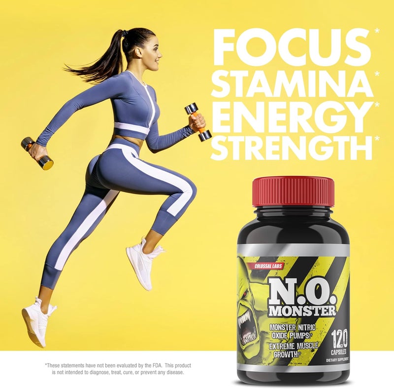 Goliath Labs NO Monster Nitric Oxide Booster with LArginine  Extreme Pumps for Strength Muscle Growth PreWorkout Support  Boost Energy Stamina  Endurance  120 Capsules Made in The USA - Image 5