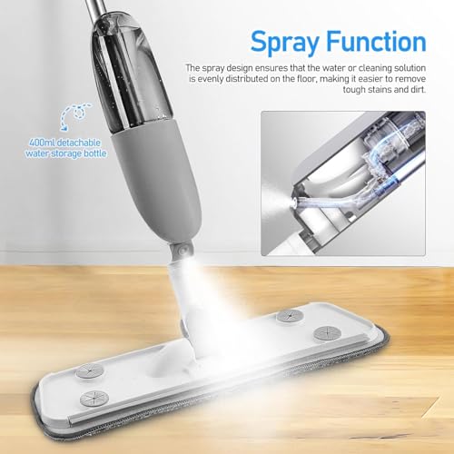 Vasukie 3In1 Stainless Steel Microfiber Floor Cleaning Spray Mop with Removable Washable Cleaning Pad and Integrated Water Spray, 360 Degree Easy Floor Cleaning mop for Home, Kitchen & Office use - Image 4