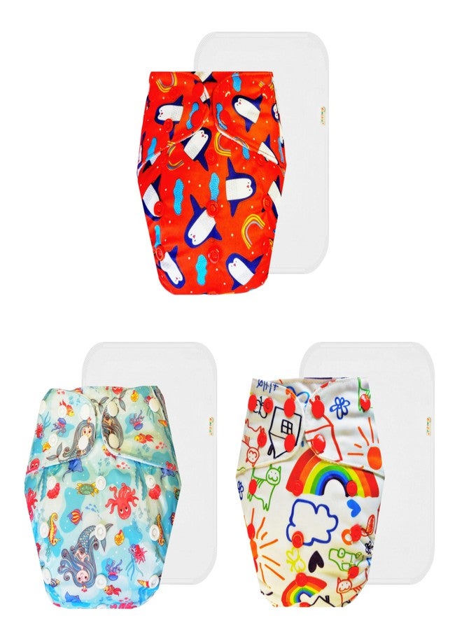 Dumbledo Premium Cloth Diaper with Cotton Insert (Pack of 3) | Hypoallergenic | Leakproof | Easy to Clean | Trusted by Moms | 3 Months - 3 Years | Unisex Baby - Image 1