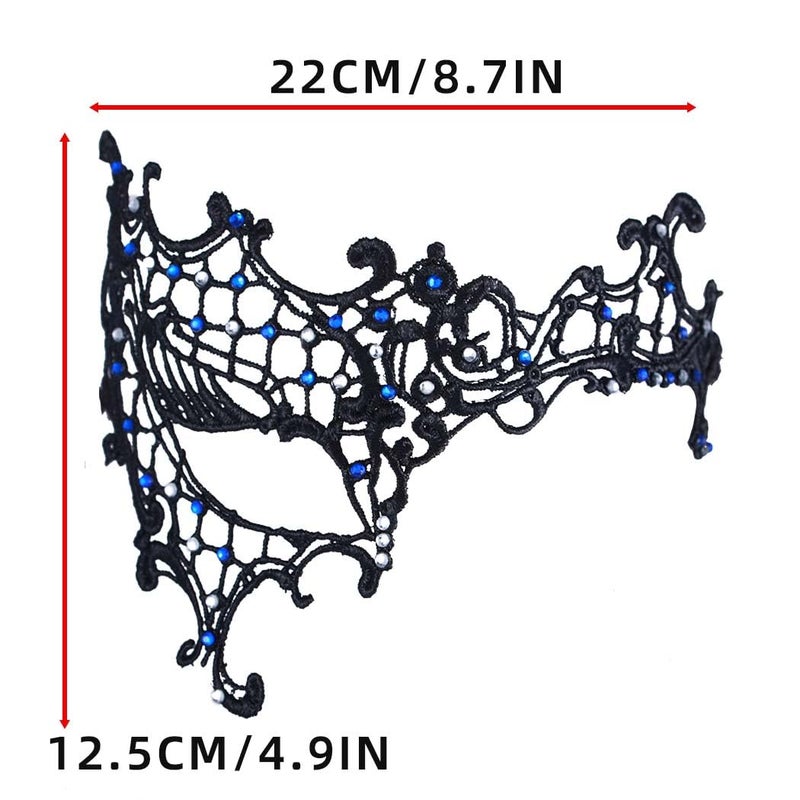 Yalice Rhinestone Lace Masquerade Masks Women Black Eye Mask Sparkle Crystal Mardi Gras Mask for Roleplay (Style-B) - Image 5