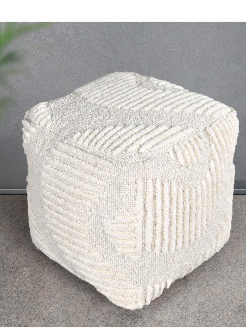 LOFT DOCE,POUF SQUARE,40X40X40CMS,FABRIC,IVORY - Image 2