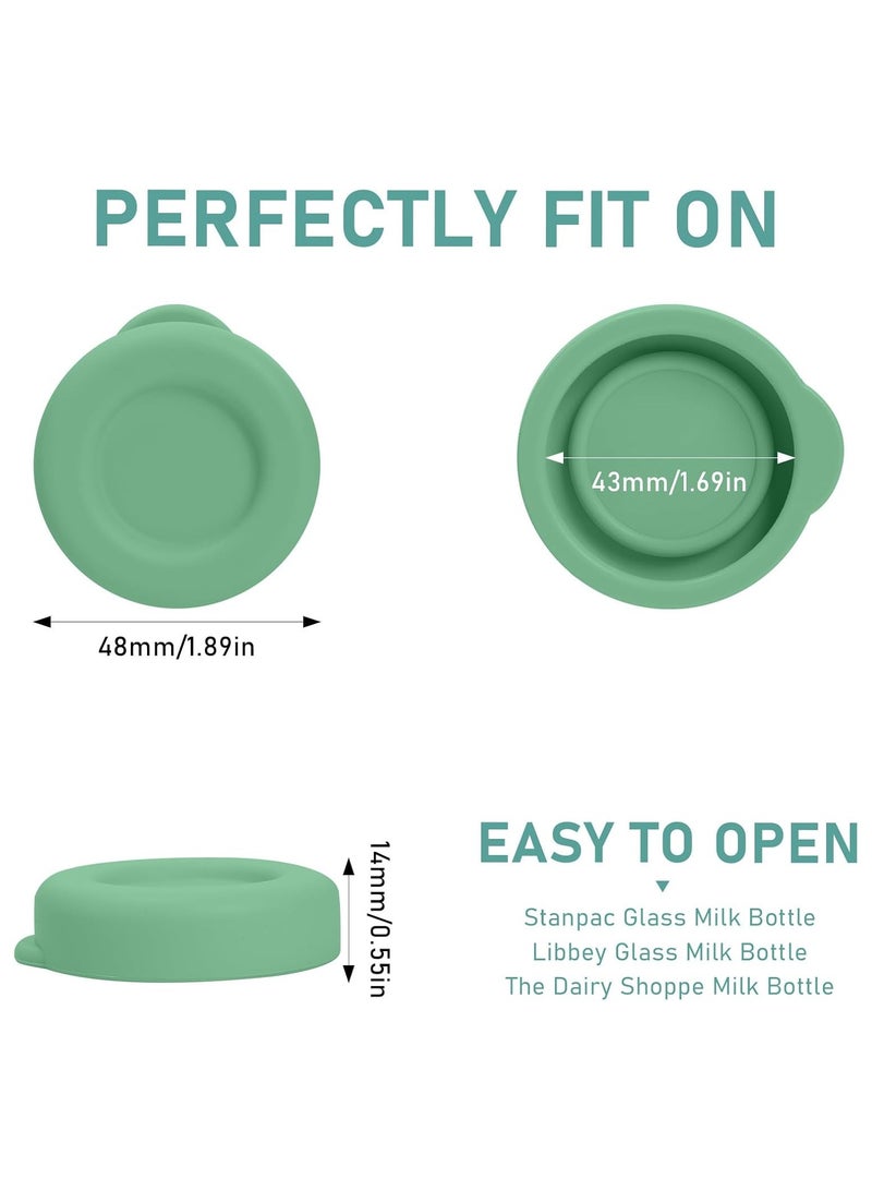 CMGTYYD 4 Pcs Glass Milk Bottles Tops, Silicone Milk Bottle Reusable Tops Lids for Uk Glass Bottles, 48mm Diameter Colorful Reusable Top Lids for Standard Uk One Pint Glass Milk Bottles(4 Colors) - Image 2