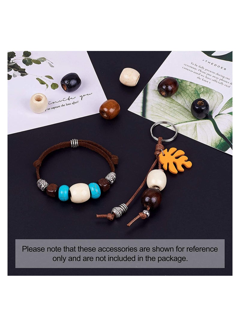Zikra Wood Bead 400 Pcs Large Hole Loose Beads 4 Colors Natural Wooden Dreadlock Hair Braid for Macrame Rosary Bracelet Jewelry Craft Making - Image 2