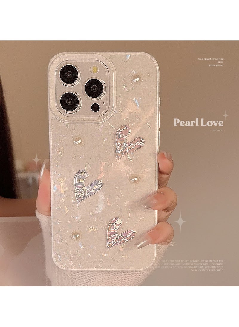 Fairytale iPhone 16 Pro Max Case - 3D Pearl Shell Design with Love Heart Pattern, Slim Shockproof Cover for Women, Glitter Fantasy Protective Phone Case (6.7")  - Image 1