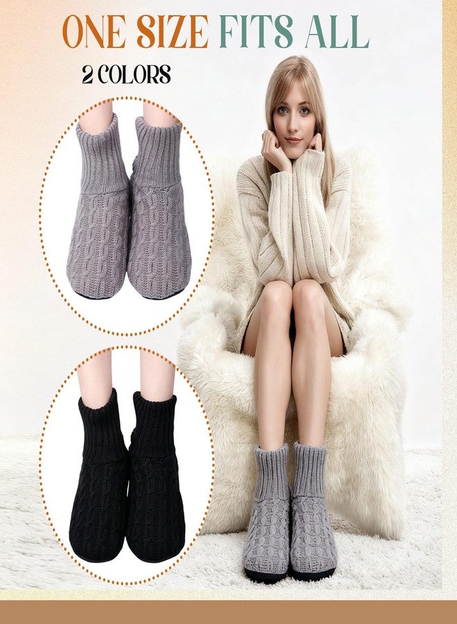 Foaincore 2 Pack Womens Fuzzy Slipper Socks with Grippers Winter Warm Non Slip Thick Comfy House Shoes for Women Home Christmas Winter Gifts - Image 2