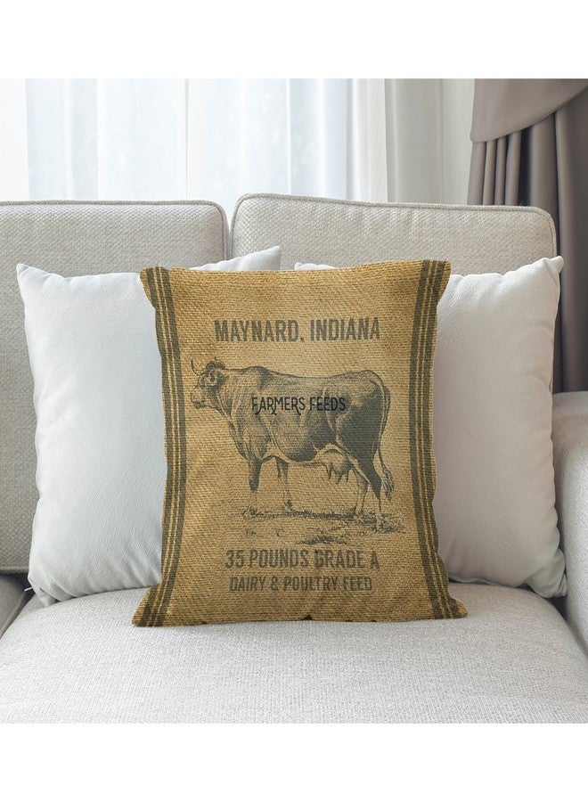 Moslion Vintage Cow Feed Sack Pillow,Home Decorative Throw Pillow Cover Cotton Linen Cushion for Couch/Sofa/Bedroom/Livingroom/Kitchen/Car 18 x 18 inch Pillow case - Image 4