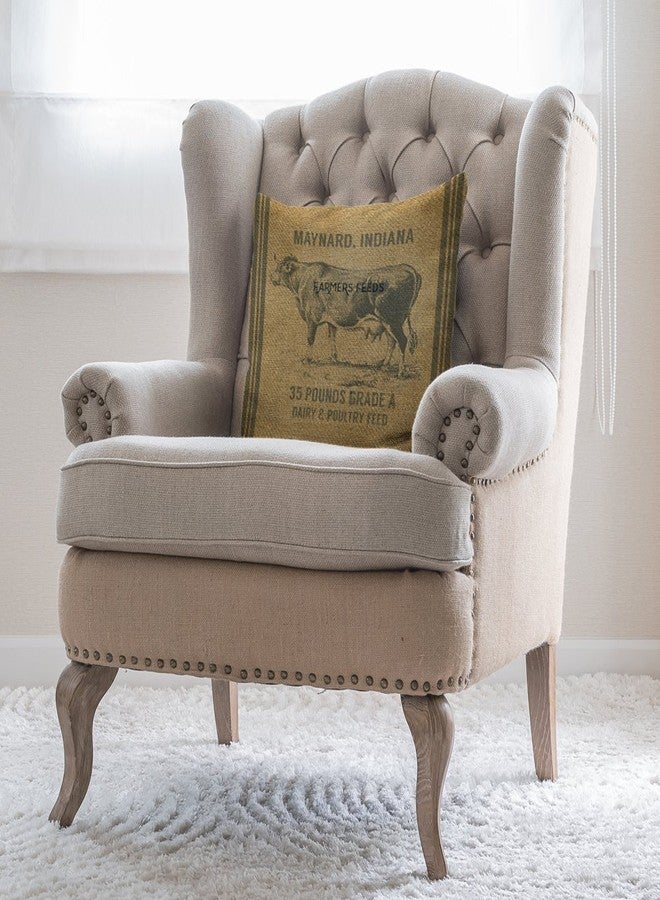 Moslion Vintage Cow Feed Sack Pillow,Home Decorative Throw Pillow Cover Cotton Linen Cushion for Couch/Sofa/Bedroom/Livingroom/Kitchen/Car 18 x 18 inch Pillow case - Image 3