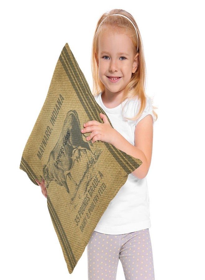 Moslion Vintage Cow Feed Sack Pillow,Home Decorative Throw Pillow Cover Cotton Linen Cushion for Couch/Sofa/Bedroom/Livingroom/Kitchen/Car 18 x 18 inch Pillow case - Image 5