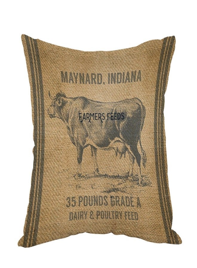 Moslion Vintage Cow Feed Sack Pillow,Home Decorative Throw Pillow Cover Cotton Linen Cushion for Couch/Sofa/Bedroom/Livingroom/Kitchen/Car 18 x 18 inch Pillow case - Image 1