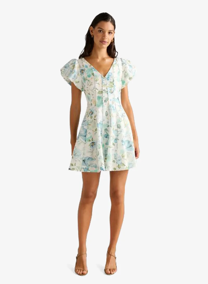 forever new  Camden Printed Puffed Sleeve Mini Dress for Women | Best Price UAE