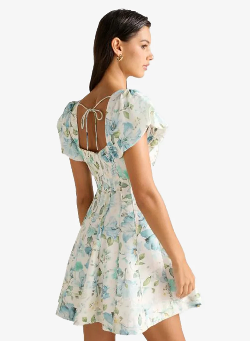 forever new  Camden Printed Puffed Sleeve Mini Dress for Women | Best Price UAE